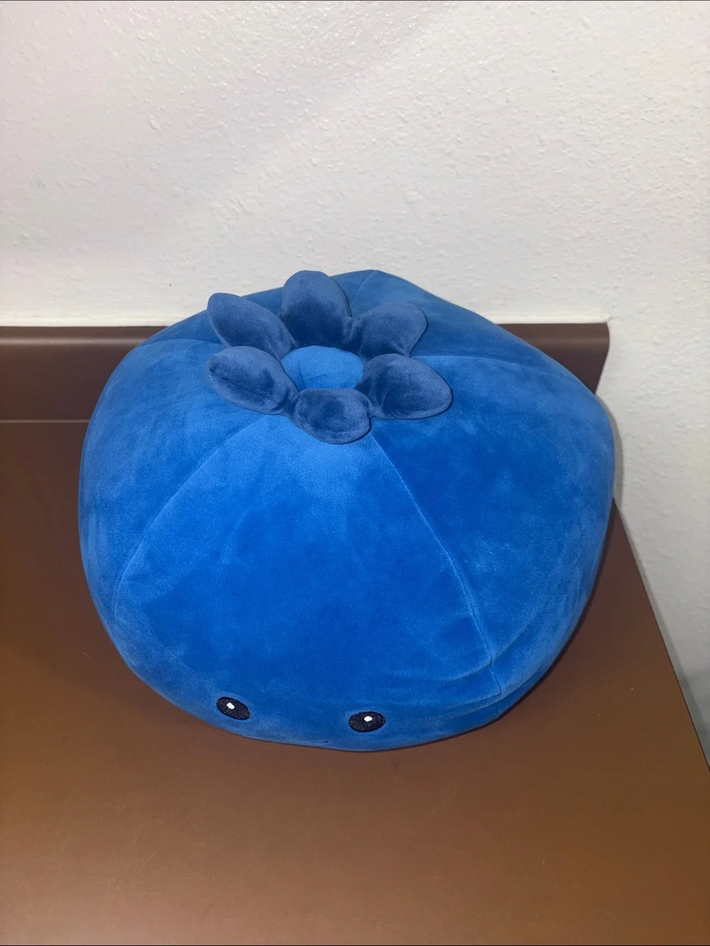 Blueberry Plush Decorative Pillow with Smiling Face
